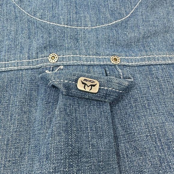 MUKA JEANS‎ VTG Rare Y2K Patchwork Baggy Denim Hip Hop Shirt Jacket XL - Picture 11 of 13